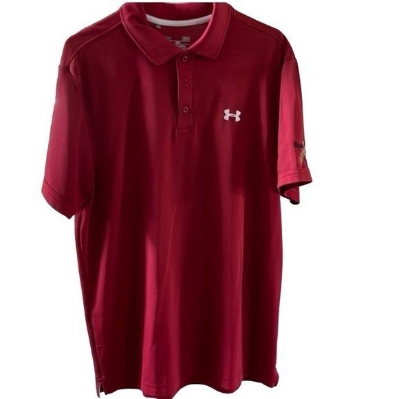 UNDER ARMOUR Loose Fit Golf Polo Shirt Maroon Color‎ Size LARGE - Picture 1 of 4
